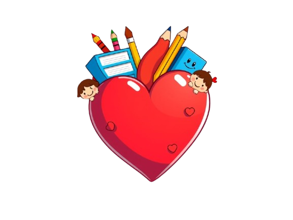 Heart with educational items illustration